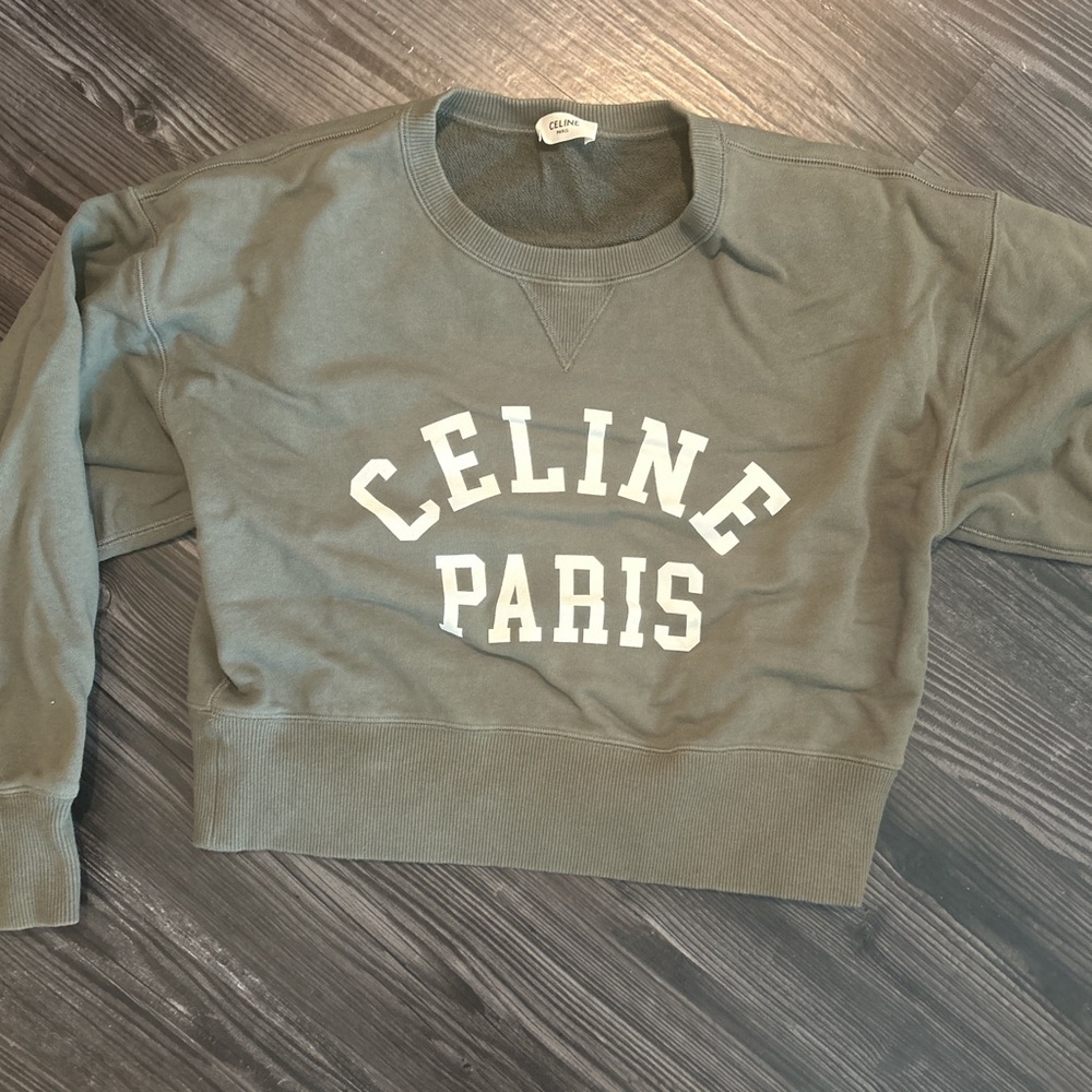 Celine Paris Olive Green Sweatshirt